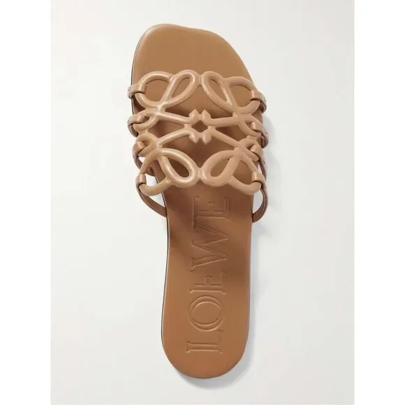 LOEWE Petal Anagram leather slides in Tan EU 38/ US 8 $890 - Picture 1 of 14